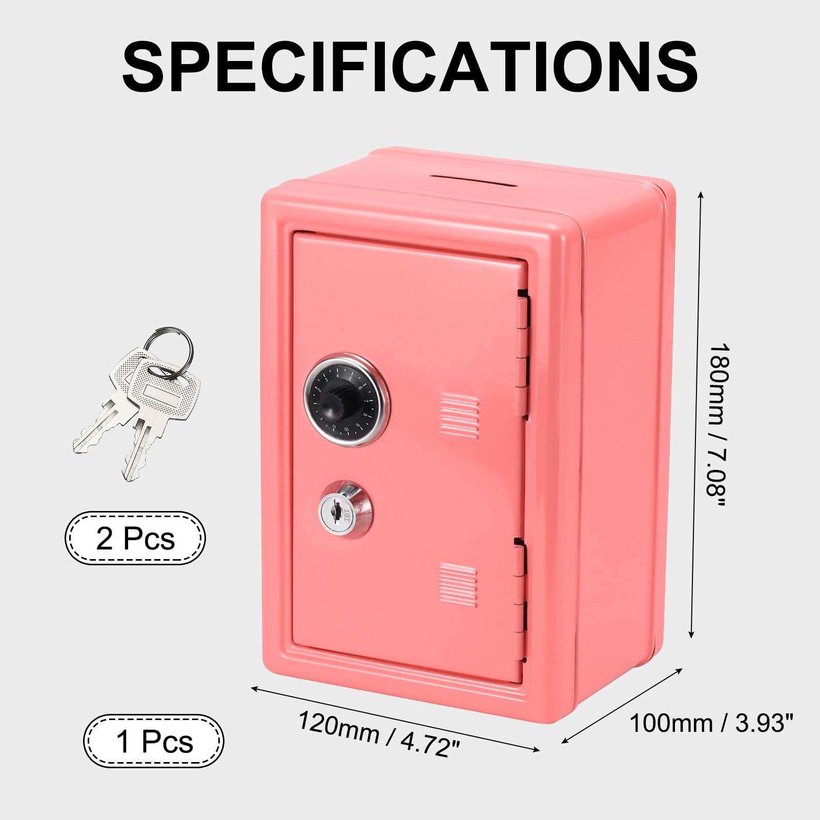 PATIKIL Tirelire cochon avec serrure, 7,1 x 4,7 x 3,9 (rose rouge)