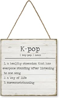 K-pop Definition Wood Signs Rustic for Home Decor Funny Words Meaning Wooden Hanging Sign Farmhouse Wood Sign Quotes for Bedrooms Nursery Office Wall Art Decor,12x12