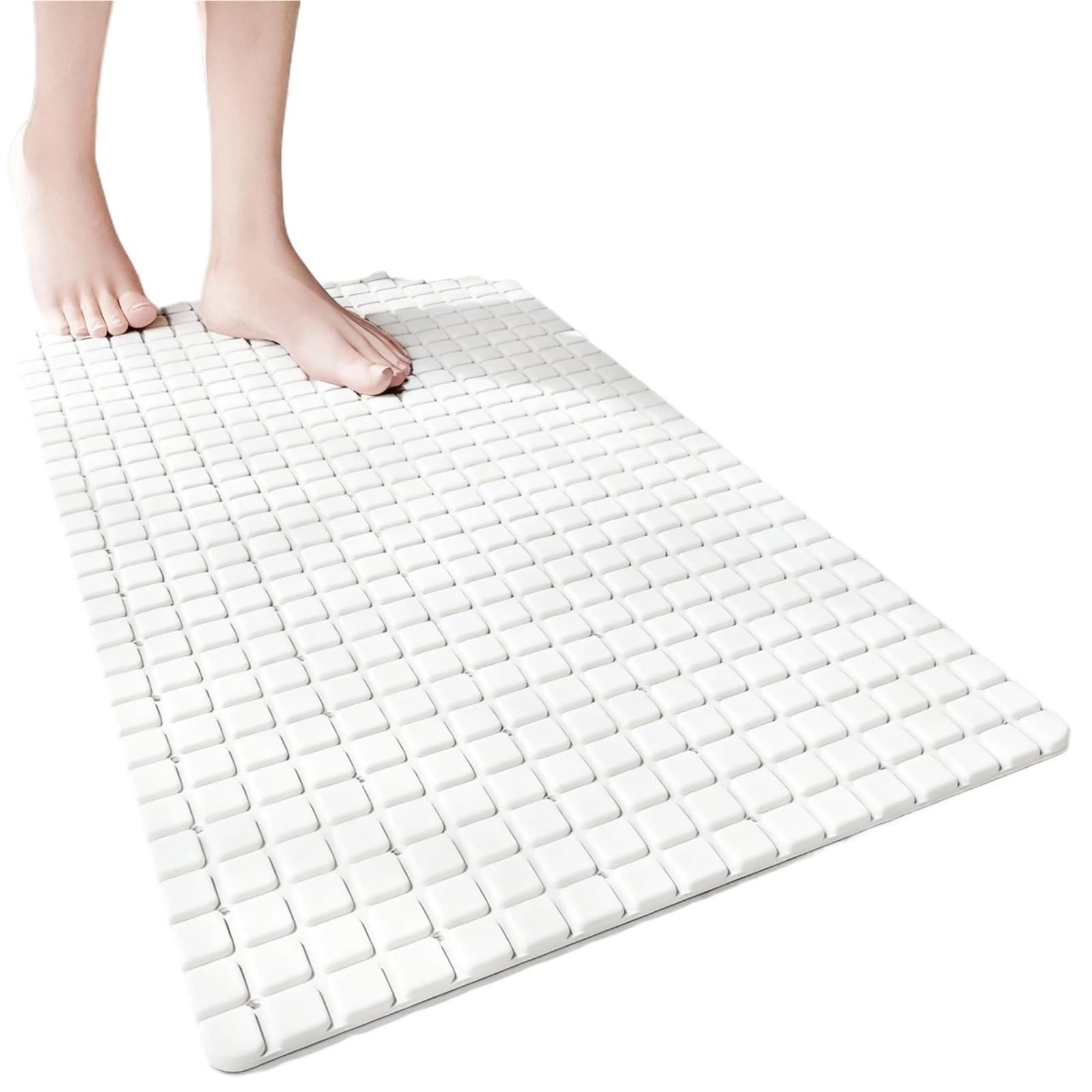 Alfombra Bañera Antideslizante Alfombrilla de baño 1 Pieza Antideslizante | Con ventosas y orificios de drenaje Baño de ducha de 27,9x15,7 pulgadas/71x40cm fácil de usar(White)