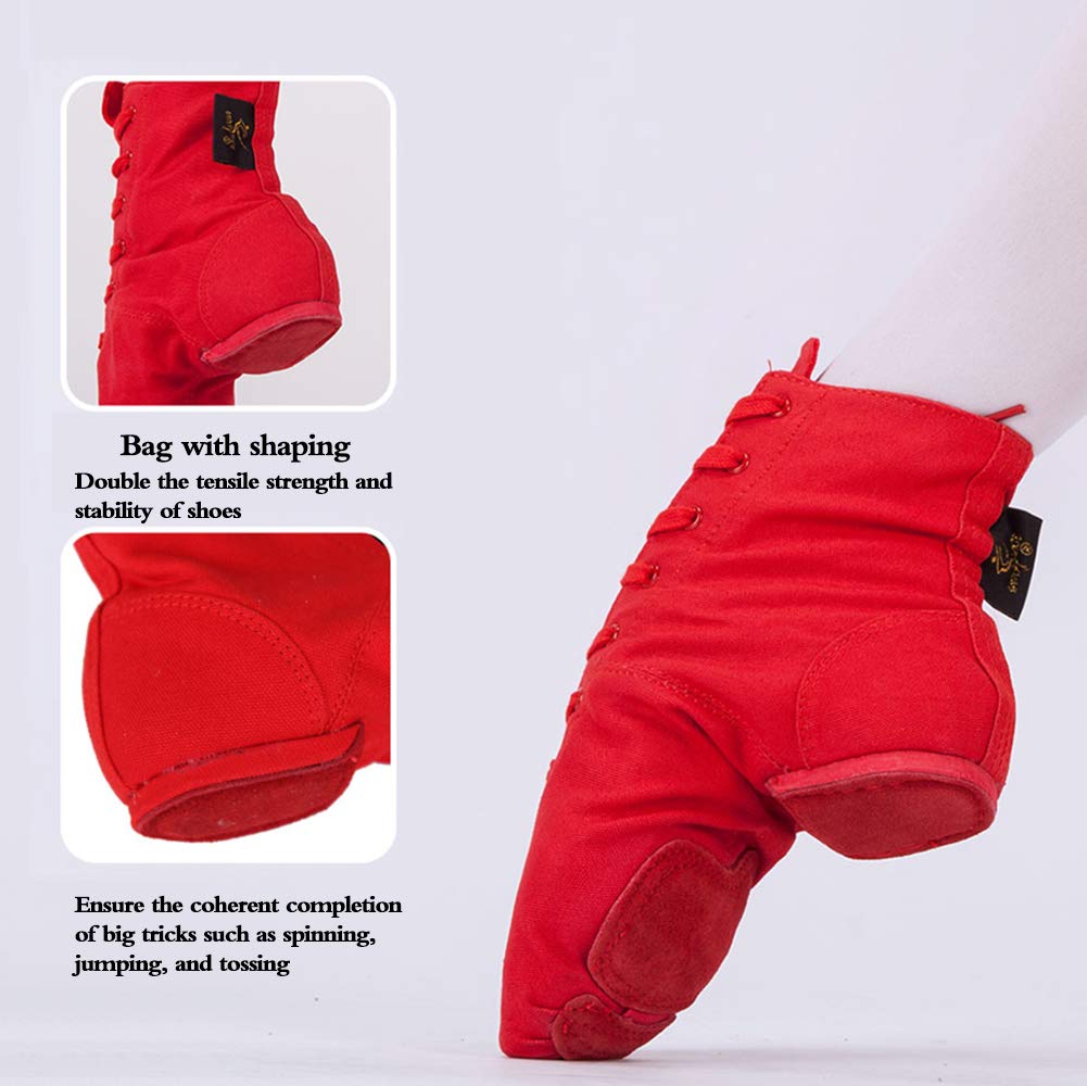 Lienzo Jazz Dance botas, zapatos de suela blanda Deportes Fitness, zapatos de baile, ligero, cómodo y zapatos de cordones de ejercicio duraderos