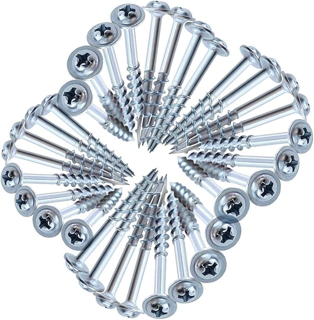Wood Screw Pocket Hole Screw Alloy Steel Zinc Coated Pocket Screws 1-1/4Inch 32Mm Silver 100PCs Silver