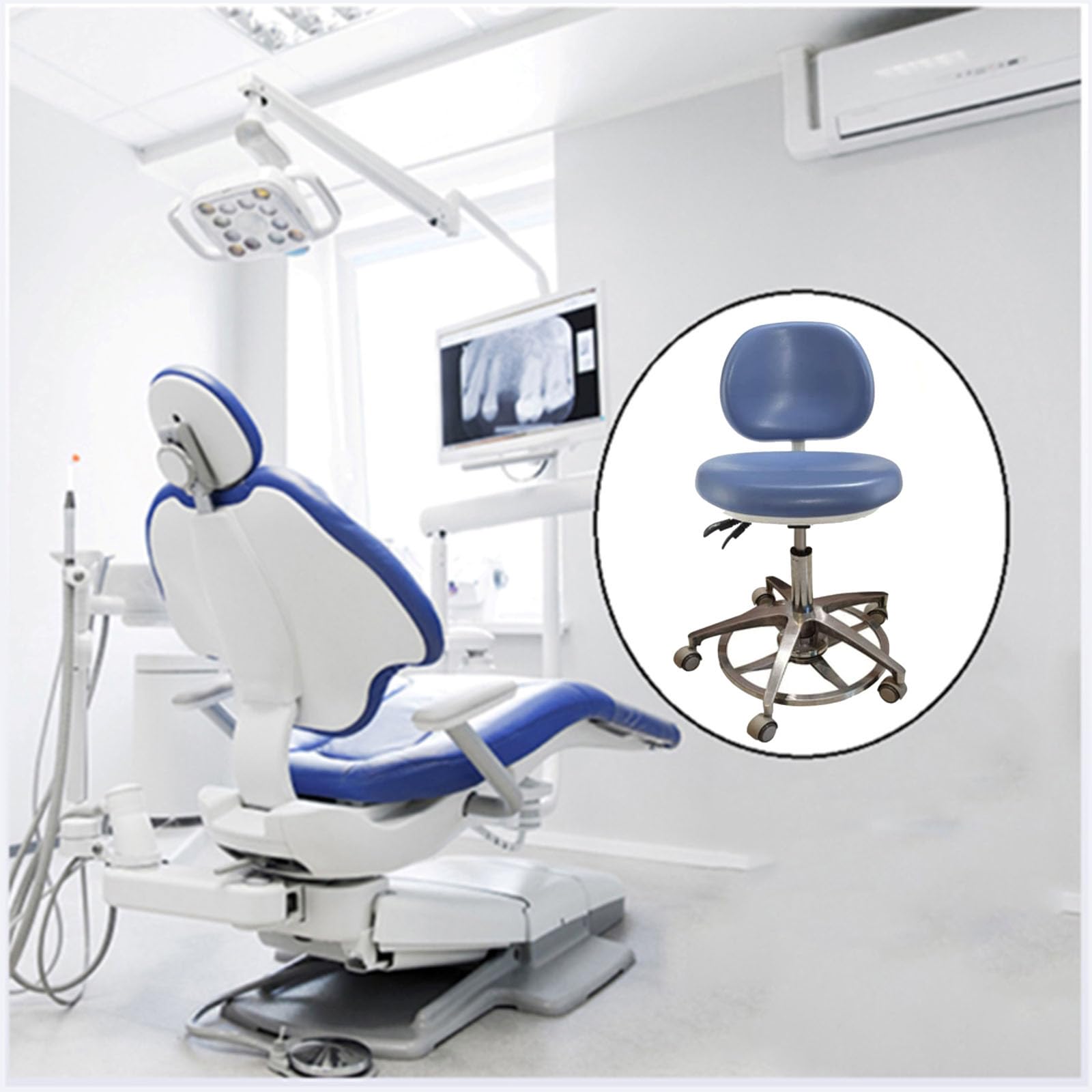 Silla de asistente dental, silla médica, asiento ergonómico, soporte para la espalda, taburete dental para clínicas, consultorios dentales, laboratorios, tienda de manicura, M