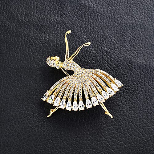 Dancing Girl Brooch Pin Corsage, Sweater Dress Shawl Cute Jewelry Accessory Decor for Birthday Party Christmas Gift (Gold)3