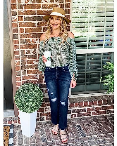 GRAPENT Jeans for Women High Waisted Distressed Straight Leg Ripped Jeans Stretchy Denim Pants Western Outfit 90s4