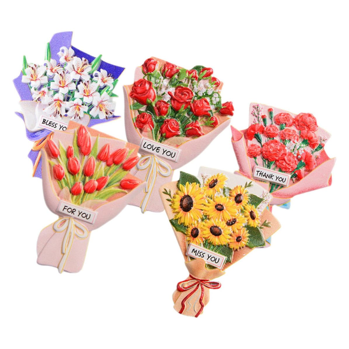 Imanes de nevera con forma de ramo de flores de resina para cocina set de 5 piezas