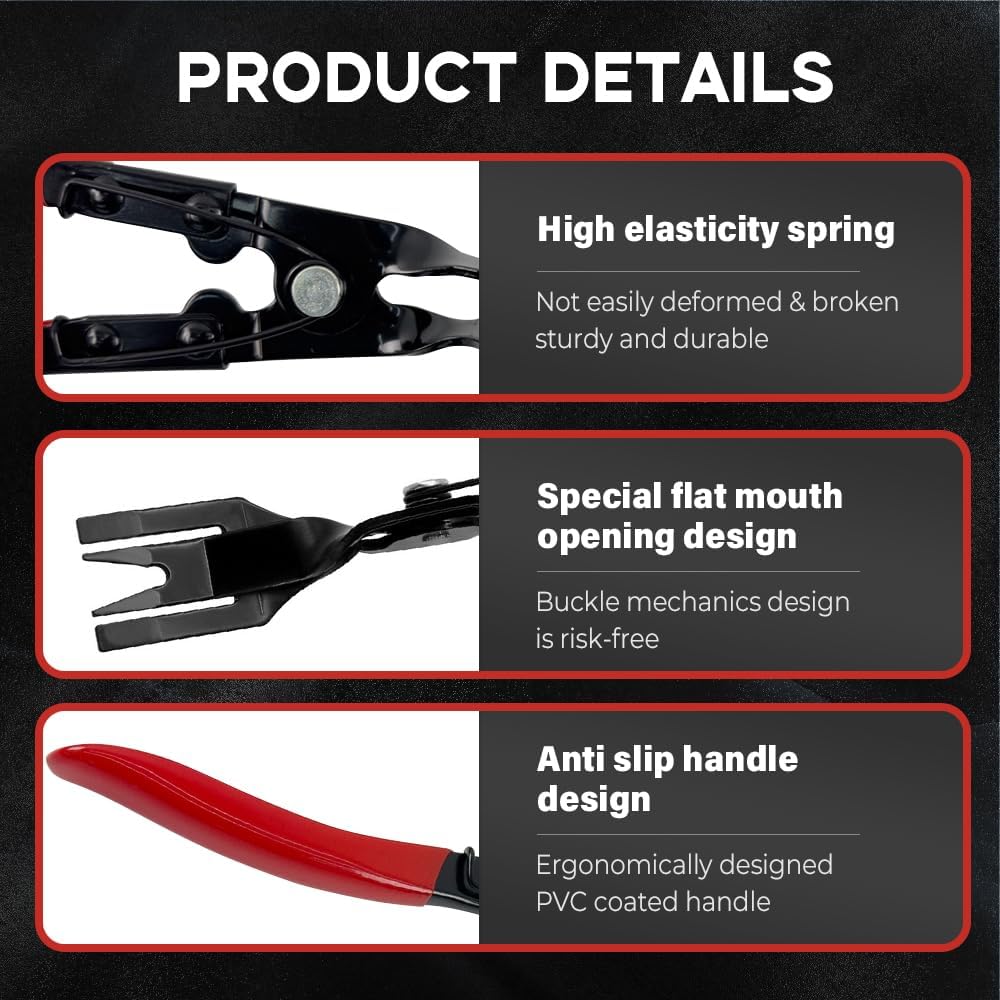 Panel Clip Removal Plier, 2025 NEW Automotive Door Panel Upholstery Trim Clip Removal Tool Plier, Remove Push Pin and Press in Trim Fasteners Lift Action, Car Accessories (2 PCS)