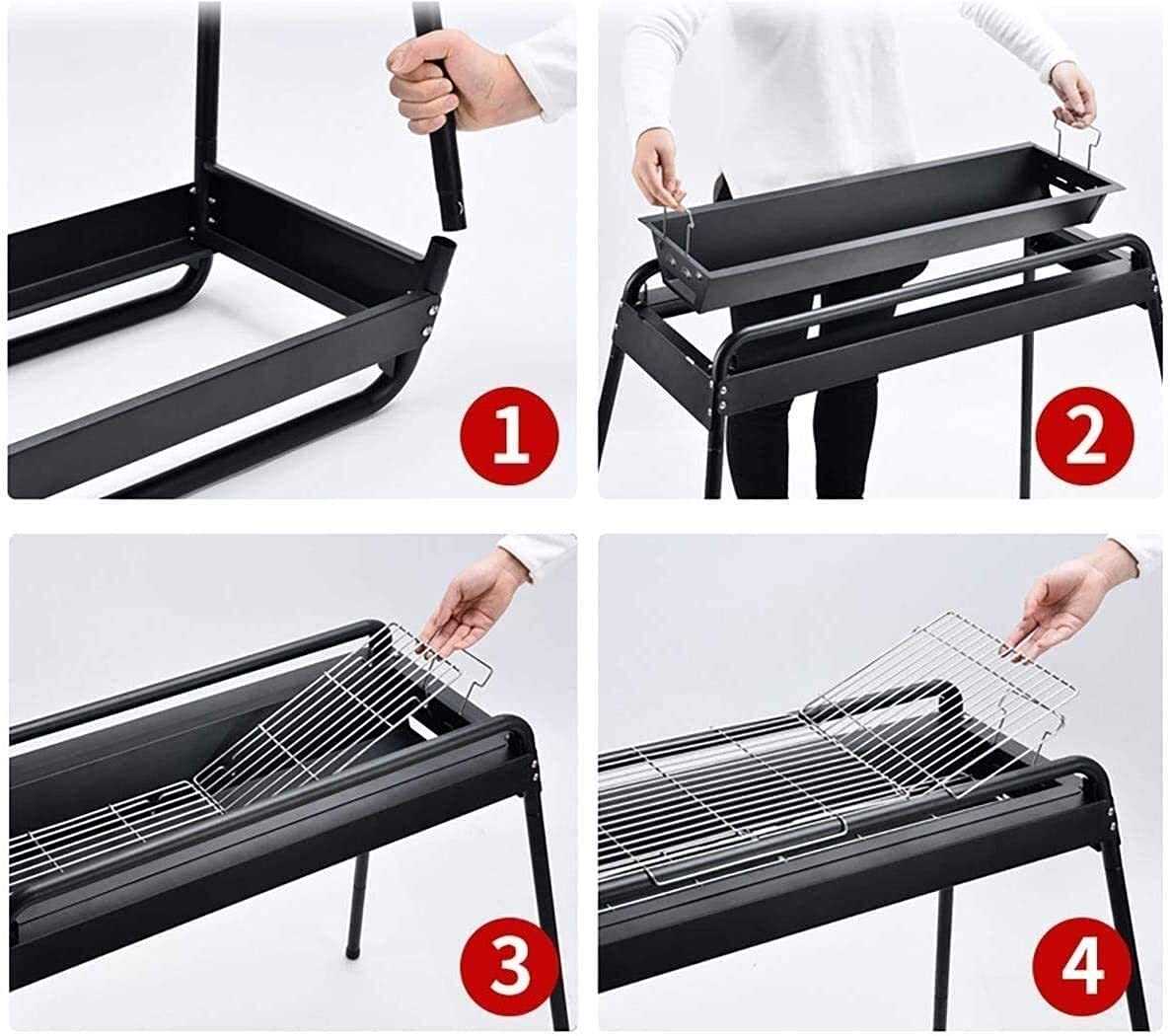 Barbacoa Parrilla Barbacoa Parrilla De Carbón Ahumador Barbacoa Plegable Portátil para Cocinar Al Aire Libre Camping Senderismo Picnics Tamaño Grande para 5-10 Personas