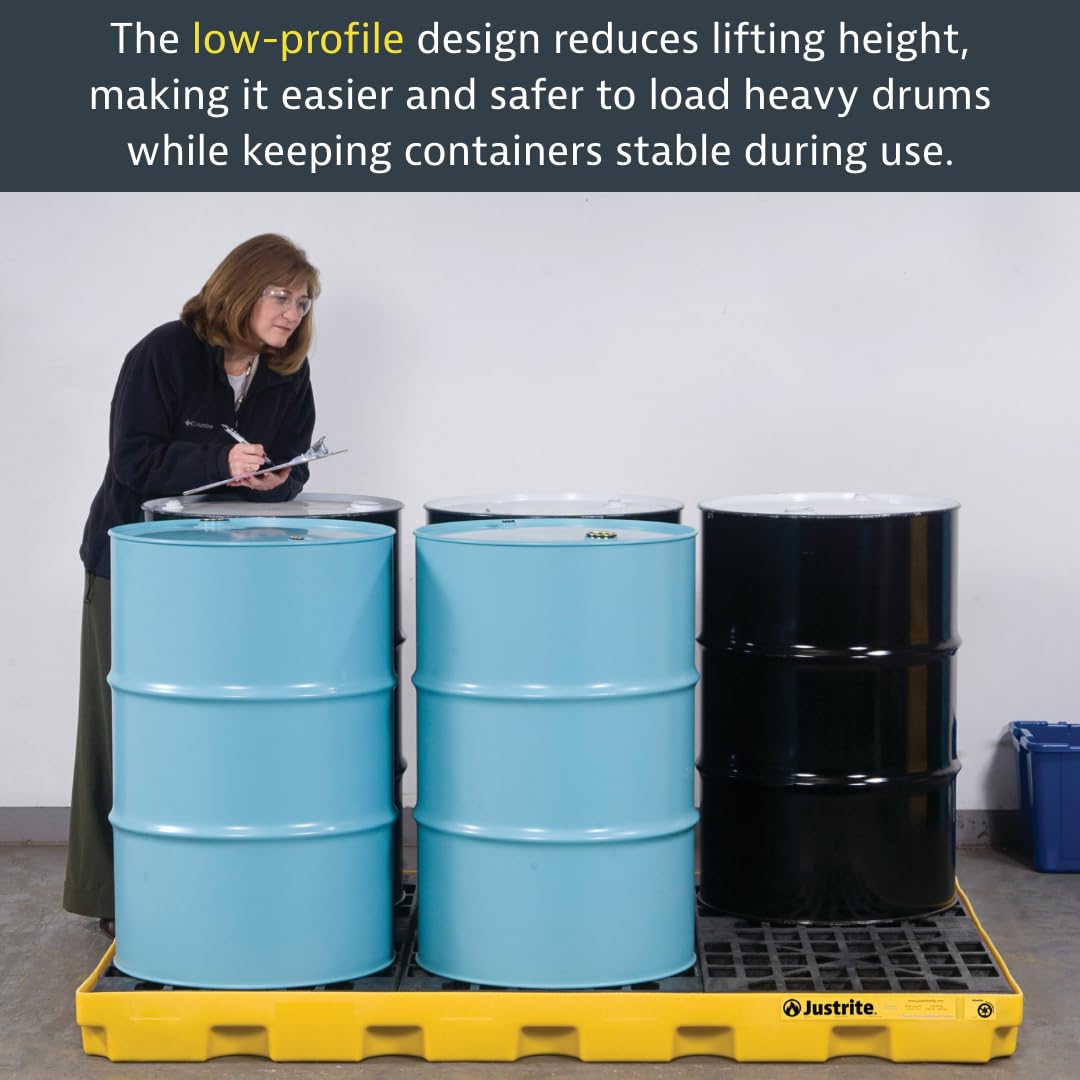 Justrite | PE-Auffangwanne aus PE-Regenerat | Flachwanne | für 1 x 200 l Fässer | Auffangvolumen 45 l | Flachwanne, für 1 x 200 l Fässer, Auffangvolumen 45 l