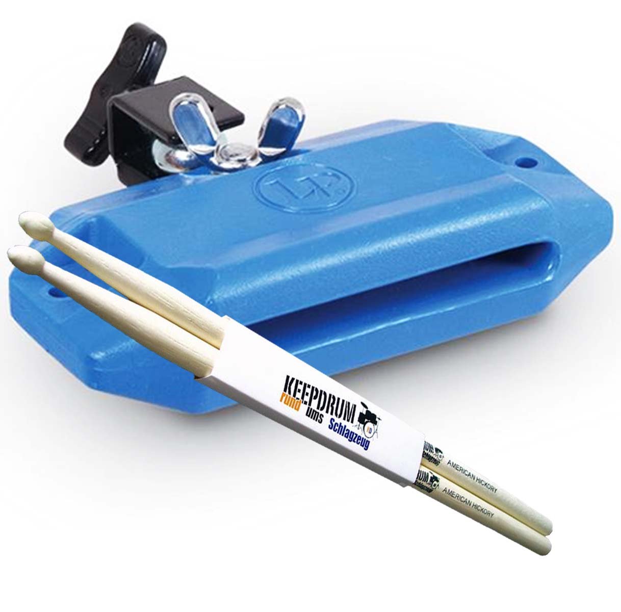 LP Latin Percussion LP 1205 Jam Block High Pitch Blue + keepdrum Drumsticks 1 Paar