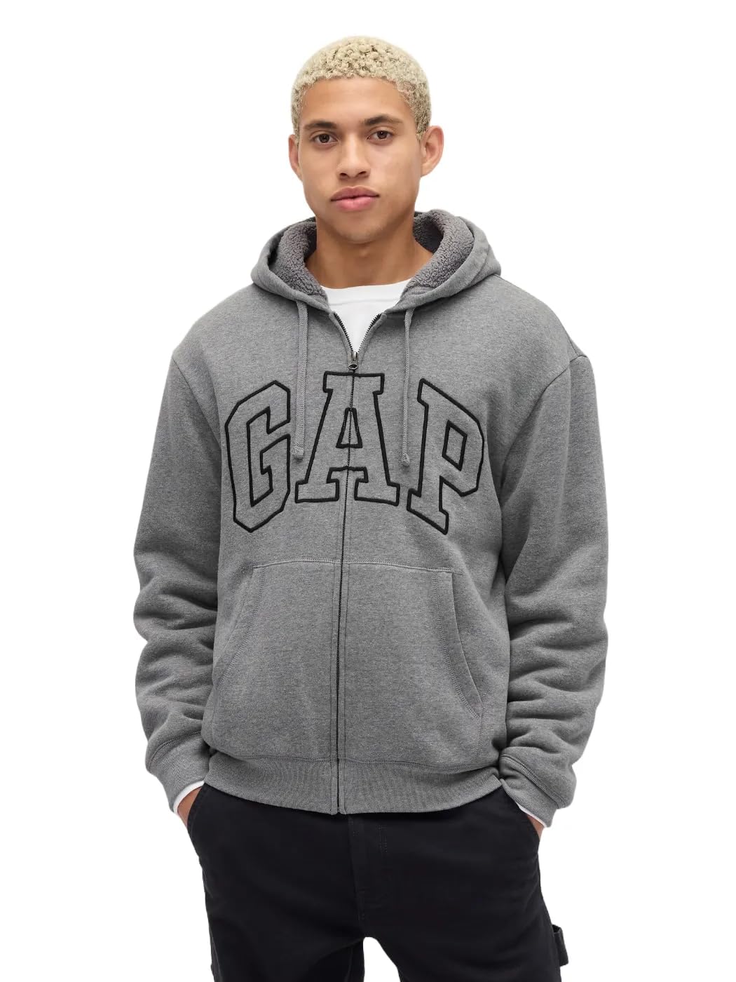 GAP Men's Logo Sherpa Full Zip Sweatshirt