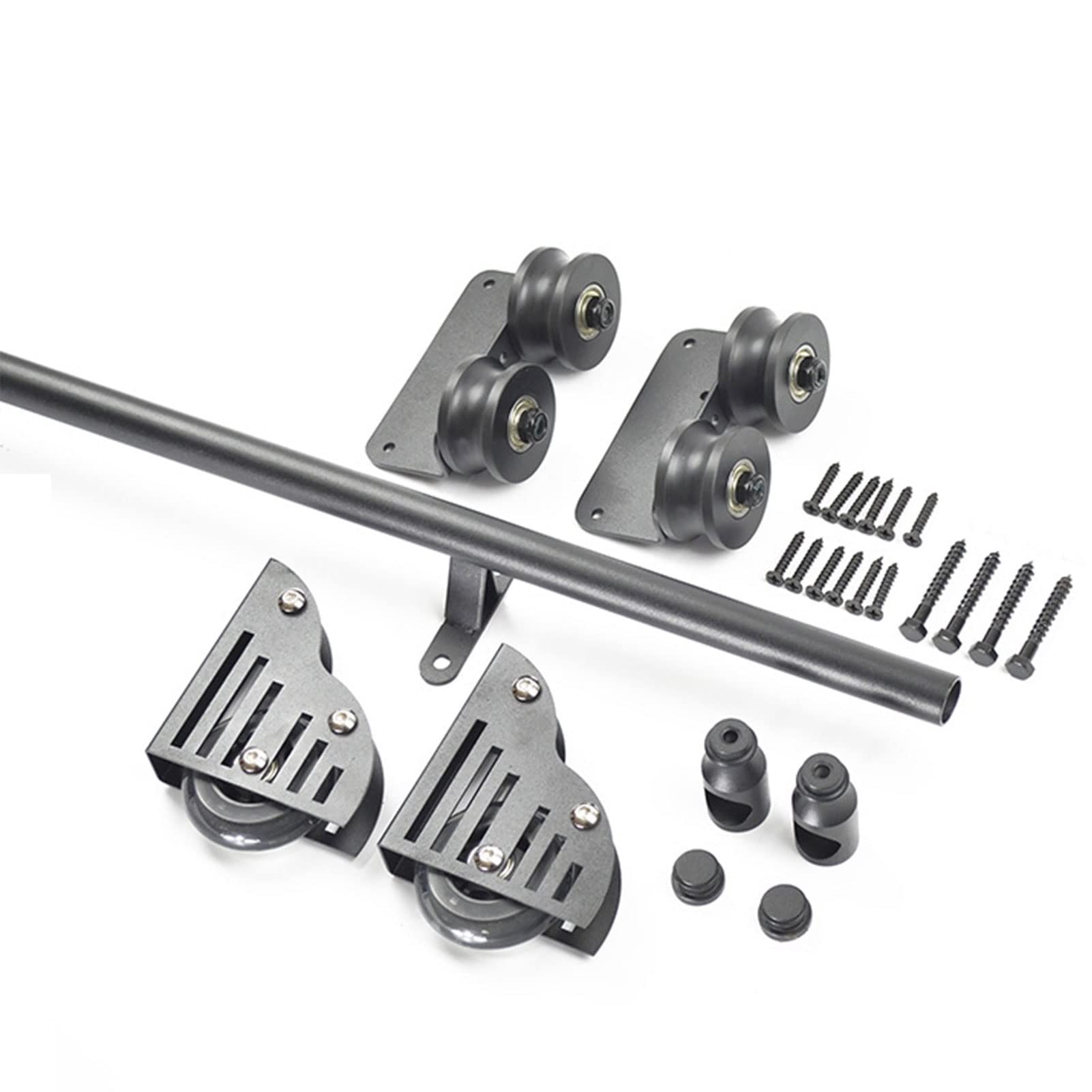 Biblioteca de hardware de escalera rodante MiroDo en acero negro mate con riel extensible 1