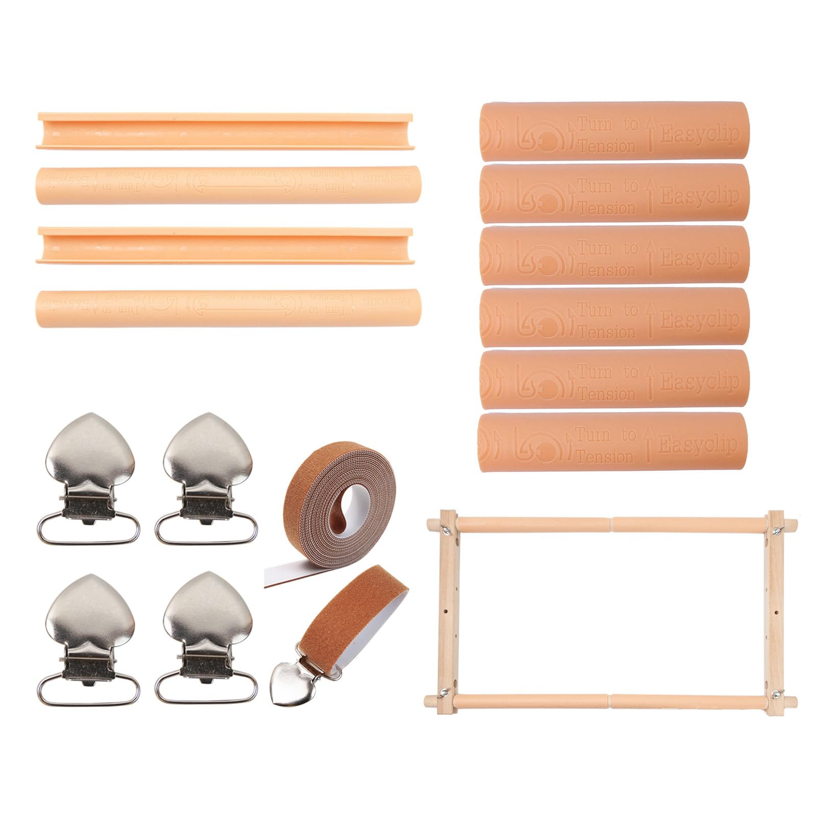 Tsophreniq Embroidery Clip on Frame Adjustable Wood Stitching Hoop with and Metal Fabric Clamp for Stitching Frame