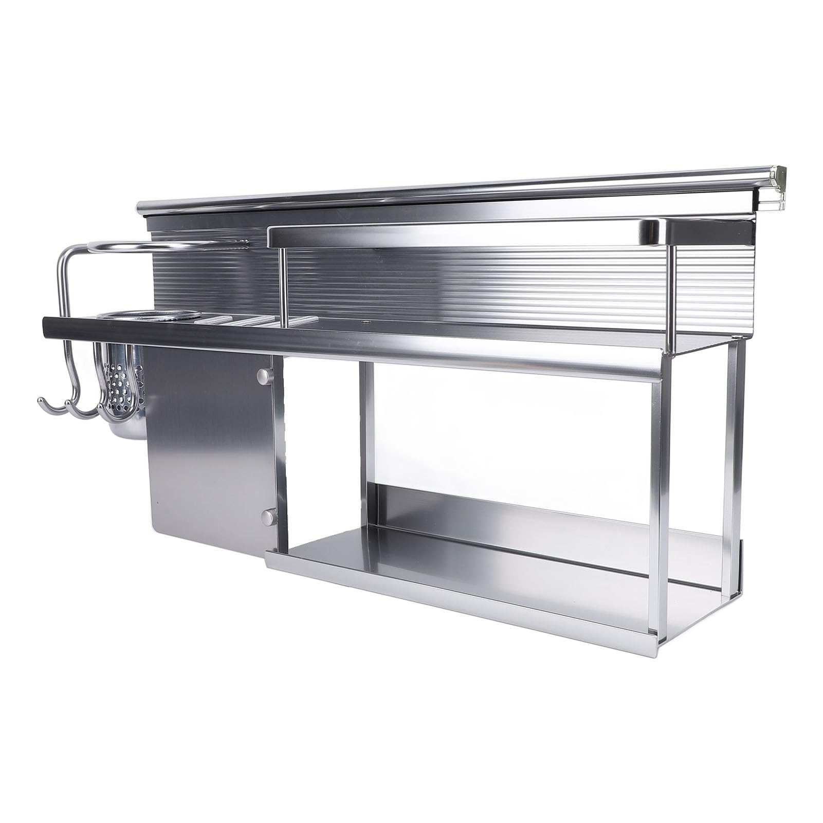 TOPINCN Naścienny Stojak na Przyprawy, Szary Organizer Kuchenny ze Stopu Aluminium z Akcesoriami Instalacyjnymi do Przyborów Kuchennych, łyżek i Miarek