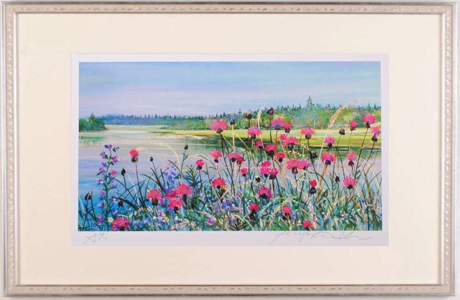 Amazon | 石井清 「湖畔の野アザミ・G」 フィンランド 風景画