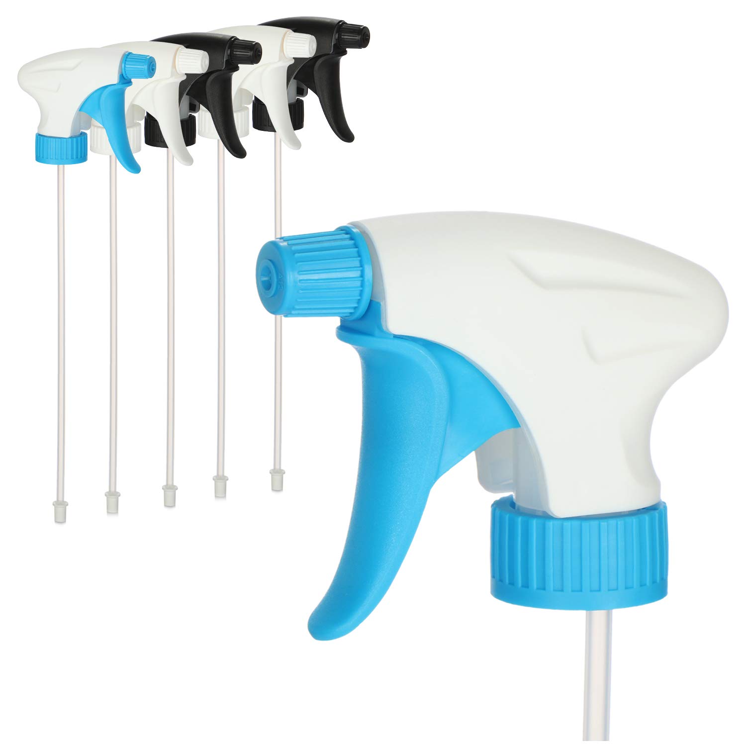 com-four® 6X Accesorio para Botellas Pulverizadoras - Cabezal Pulverizador en Tres Colores - Azul + Blanco + Negro