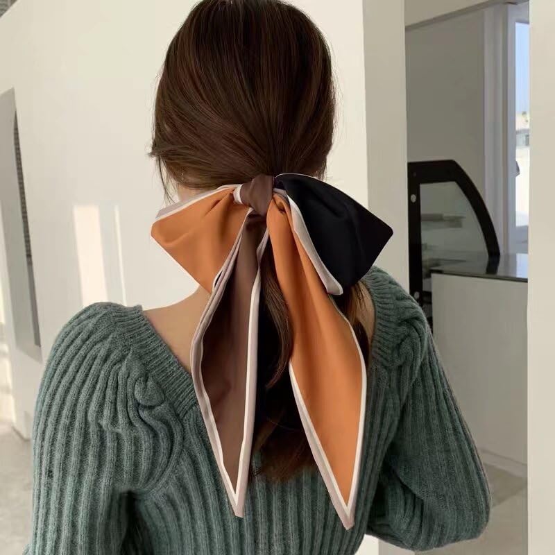 JN&LULU 59" Mulberry Silk Like Head Scarf Women's Fashion Square Neck Satin Scarfs for Bag Hair Scarves Gift 59 * 5.9”2