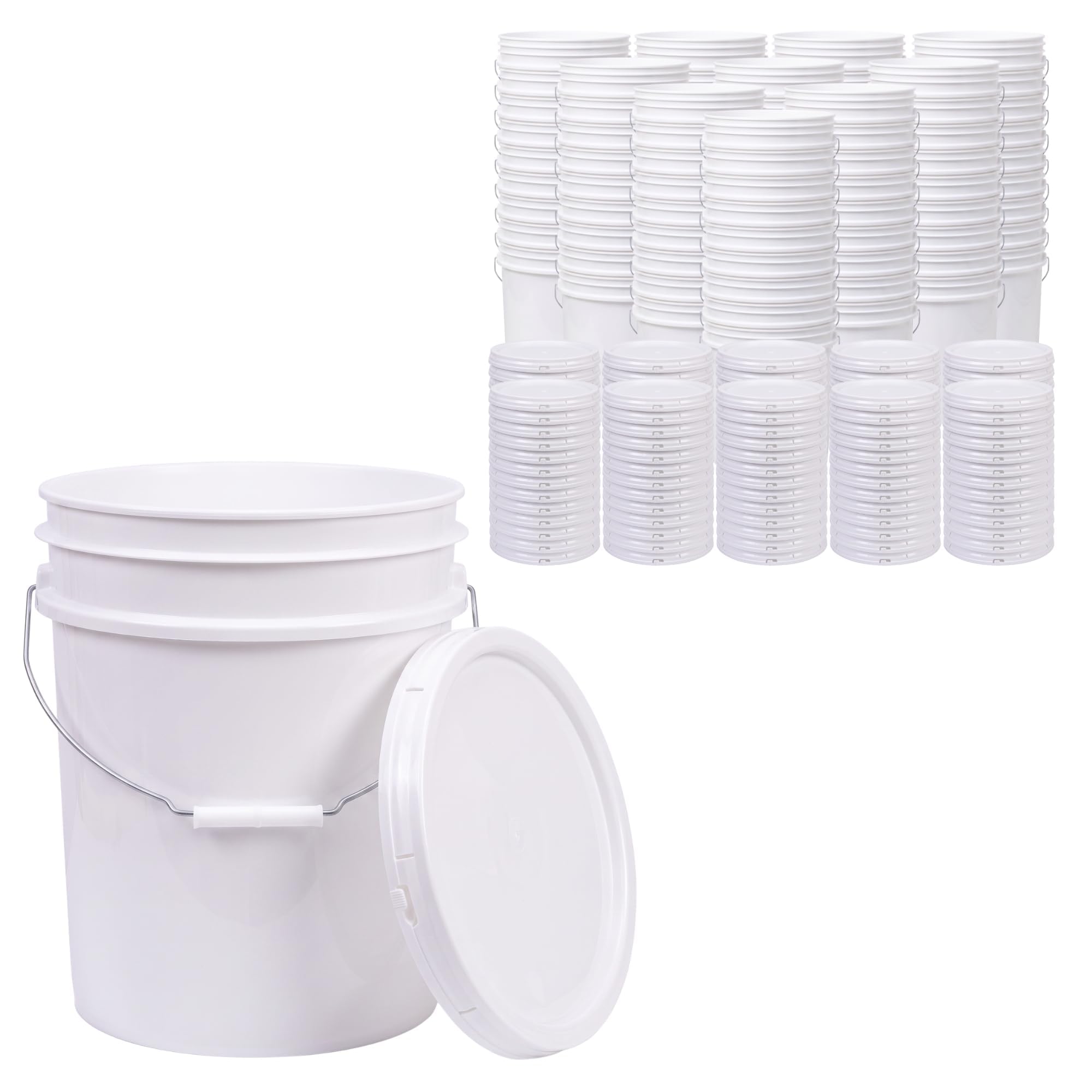 ePackageSupply 5 Gallon Bucket - Food Grade w/Lid BPA-Free,100 Pack- White