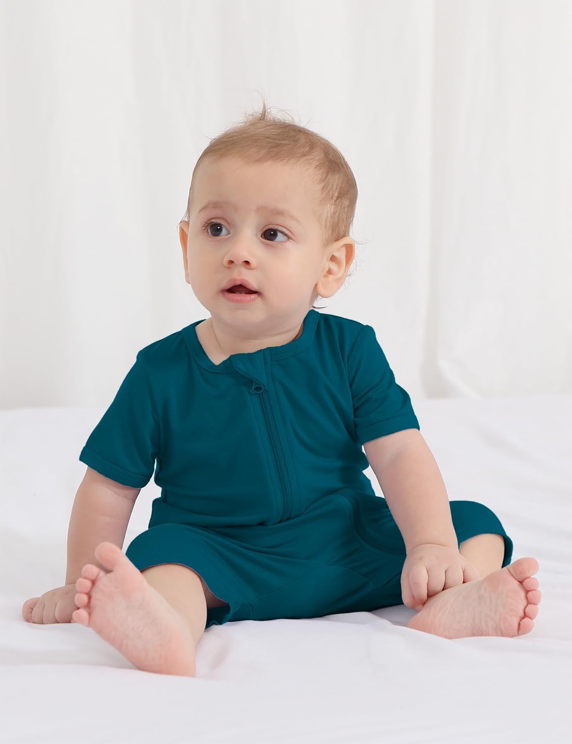 Jimonda Boys Baby Girls Short Sleeve Romper Unisex Baby Footless Pajamas With Viscose 2-Way Zipper Front 3Pcs0-24Months - Image 6