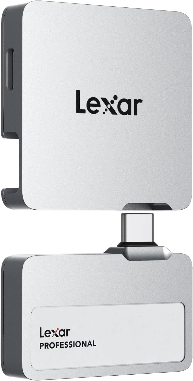 Lexar Professional Go Portable SSD with HUB 1TB, Ultra-Compact,Up to 1050MB/s Read and 1000MB/s Write, USB 3.2 Gen 2,for iPhone 15/16, Silver