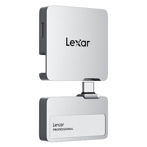 Lexar Professional Go Portable SSD with HUB 1TB, Ultra-Compact,Up to 1050MB/s Read and 1000MB/s Write, USB 3.2 Gen 2,for iPhone 15/16, Silver