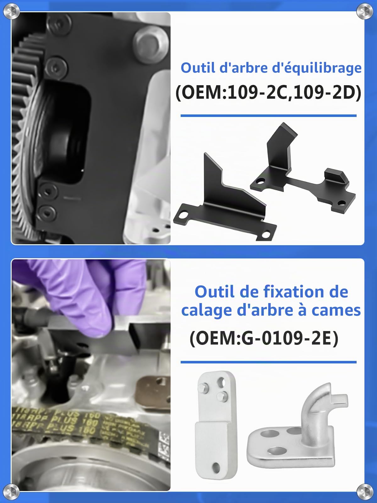 Lot de 10 Outils de Réglage du Moteur - Compatible avec Peugeot, Citroën, Opel, pour 1.2 Vti (VVT) /GDI PureTech Essence, 109-2A, 0109-2B, 109-2C, 109-2D, G-0109-2E