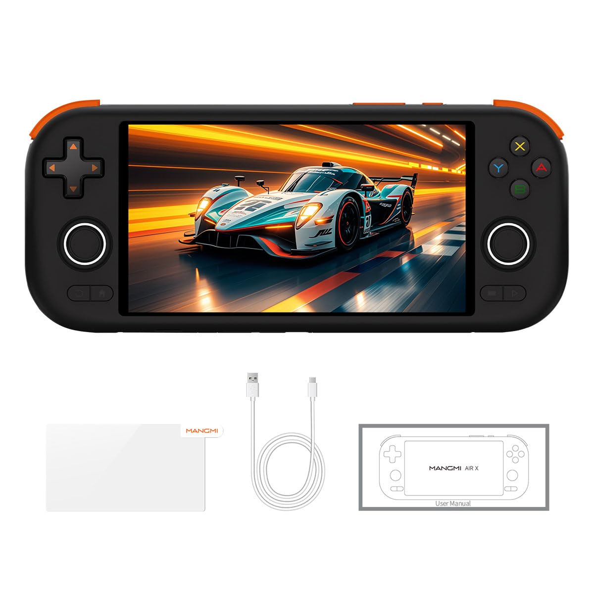 Mangmi Air X Game Console,5.5 Inch IPS LCD Android 14 System and 5000mAh Battery Video Games Consoles,with DDR4+64G eMMC and Wireless Networt Console Casual Game Console RGB Joystick/6-Axis(Black) MangMi Air X-Black