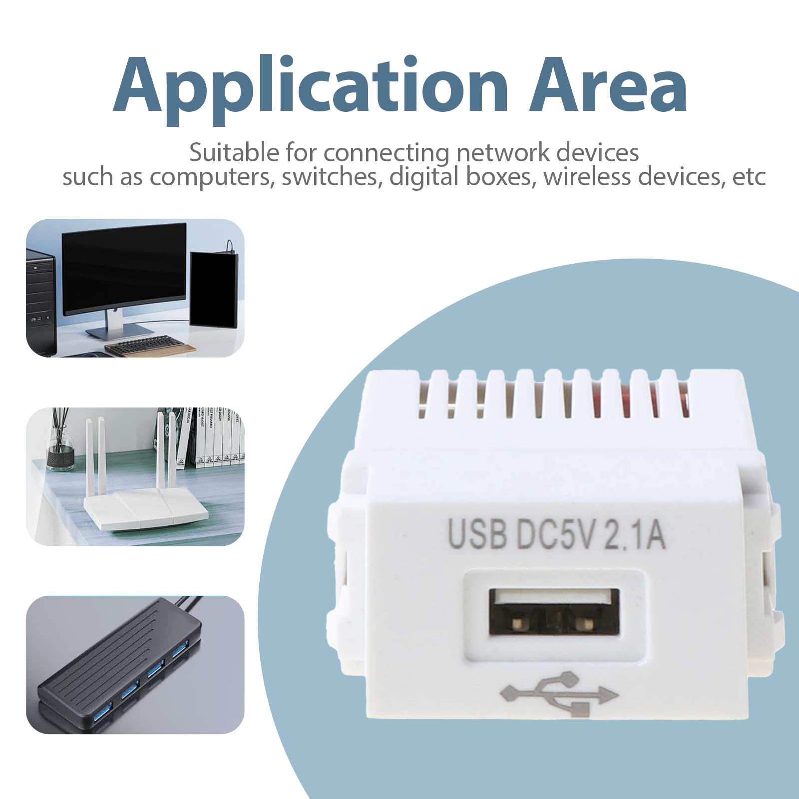 Moduł zasilania USB, 3 sztuki, podtynkowy zasilacz sieciowy: gniazdo 220 V na transformator 5 V, gniazdo USB 2,1 A, adapter przełączający do urządzeń USB, smartfonów (3 sztuki)