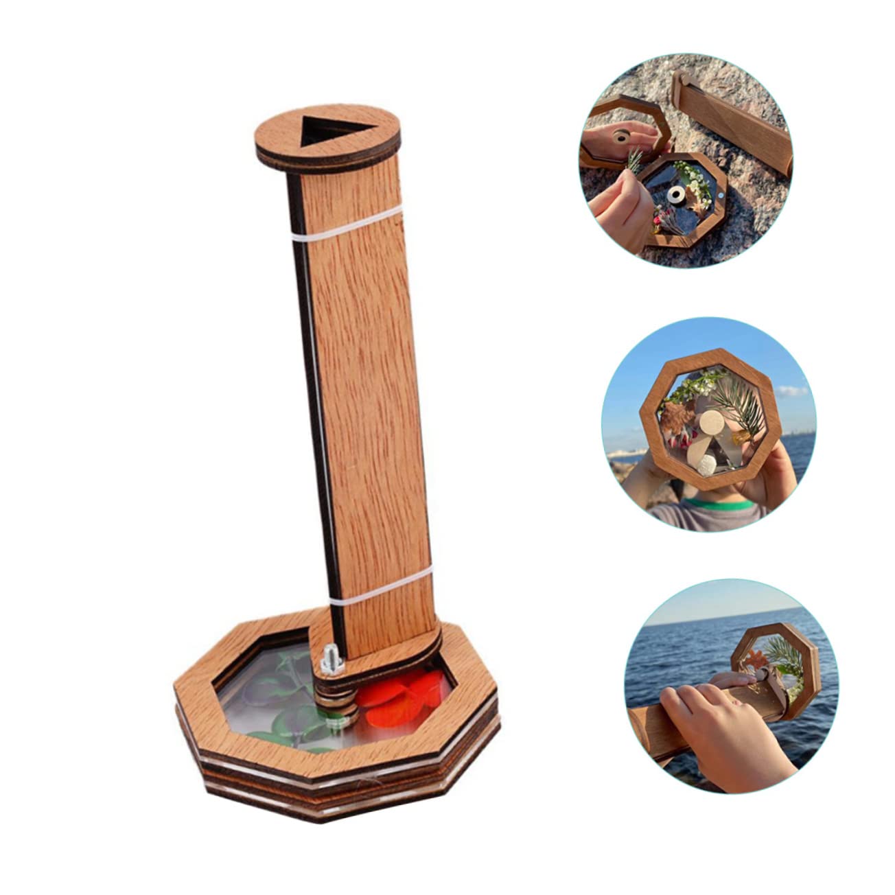 BESTonZON Kaleidoscope for Early Teaching Aid Brown Wooden