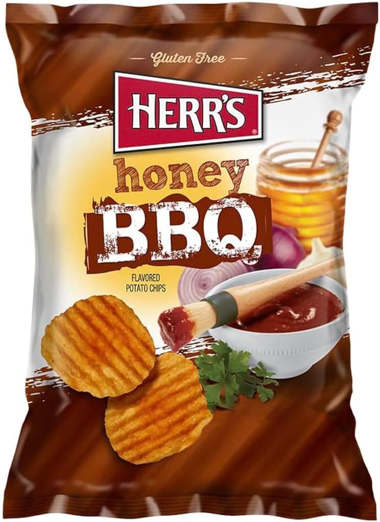 Herr's Honey BBQ Potato Chips, 1 Ounce (Pack of 42 Bags) – Sweet and Smoky Potato Chips – Perfect for School, Work, and Snack Time