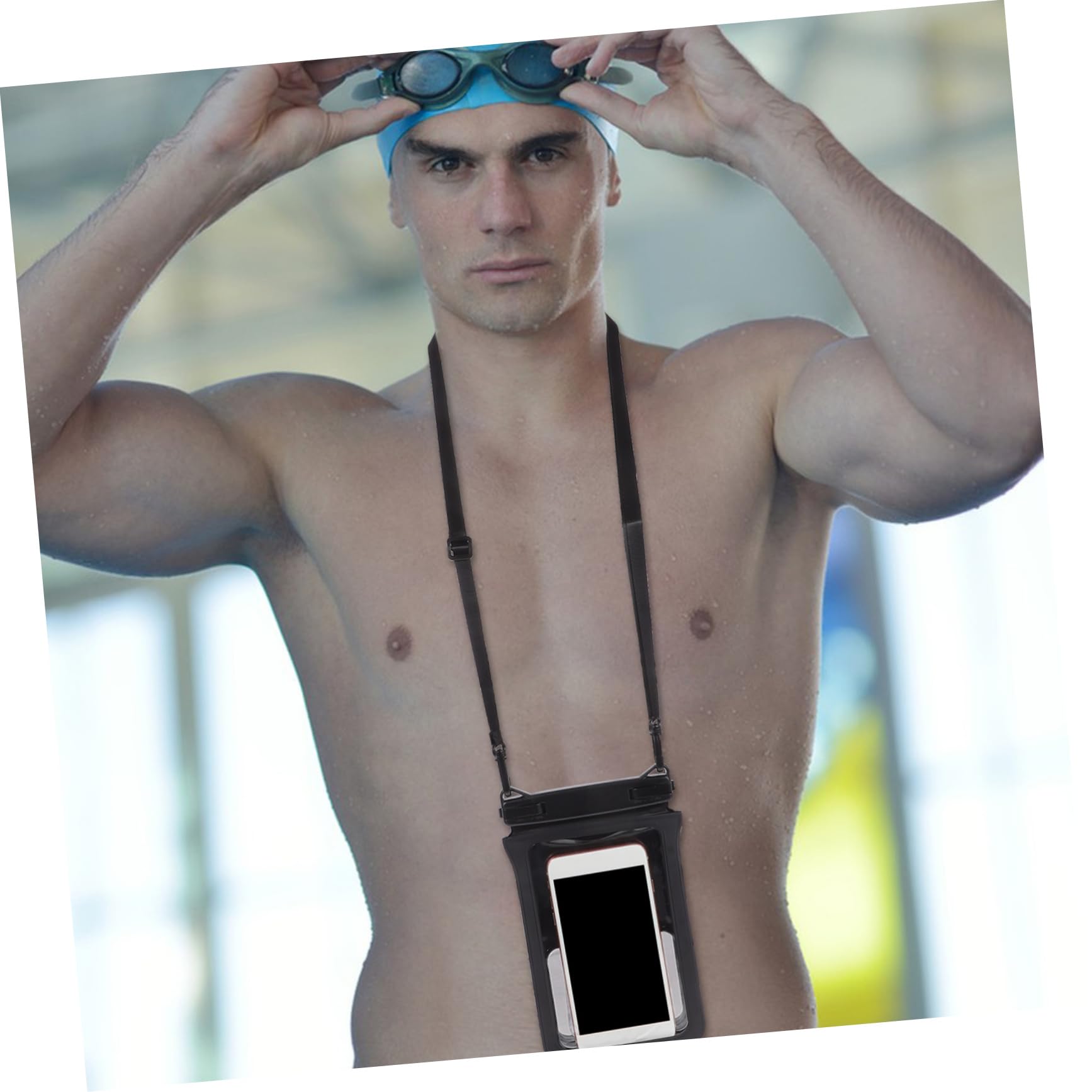 BESPORTBLE Beach Necessities Large Waterproof Phone Case Hanging Rope for Swimming Diving and Outdoor Activities Black