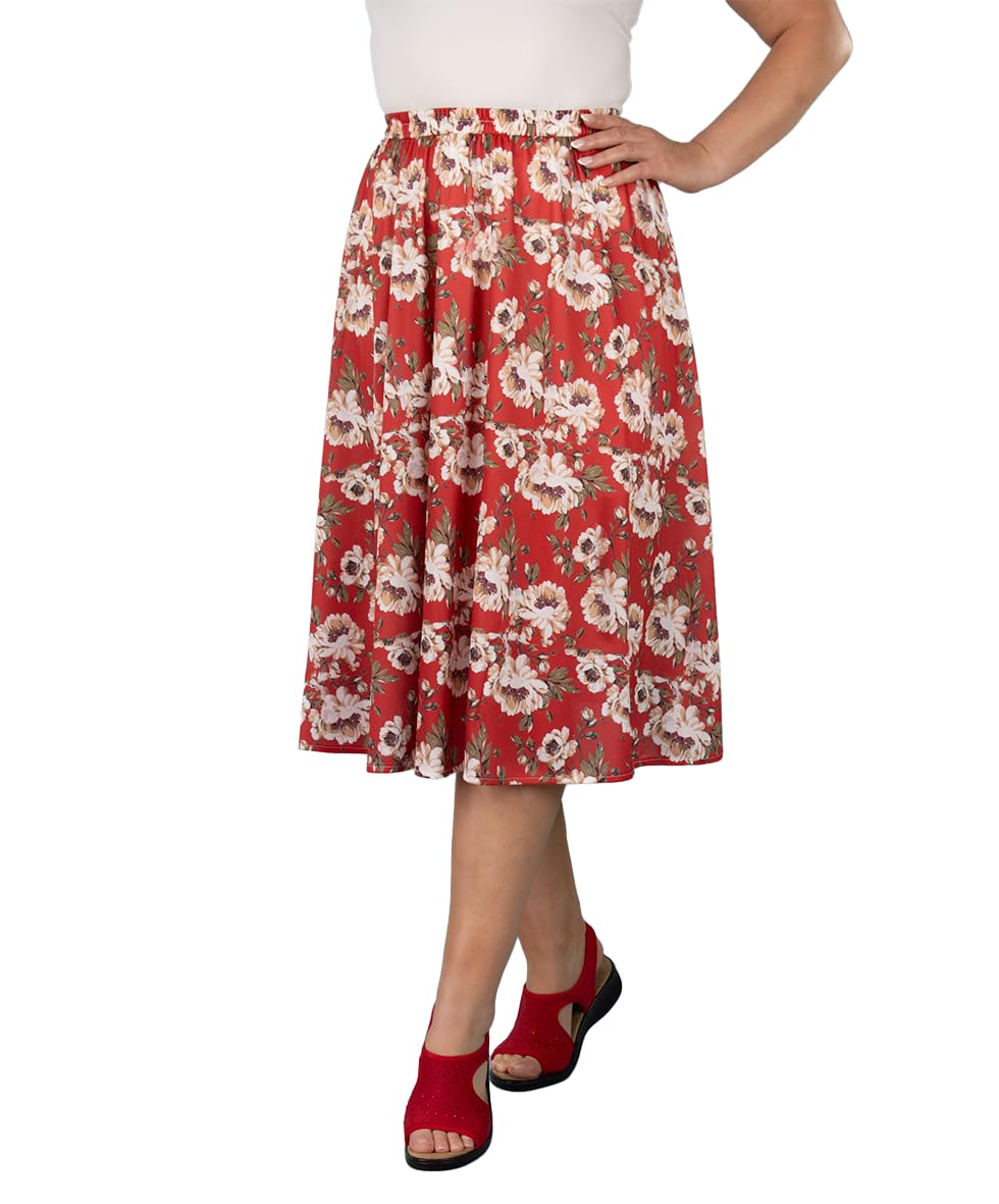 Fashion Friendly Red Floral Skirt