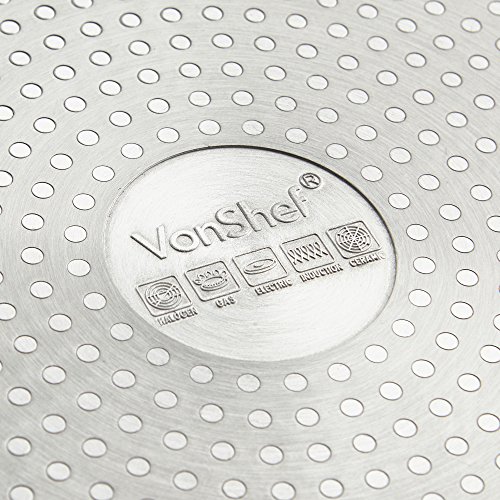 VonShef Aluminum Square Grill Fry Pan Premium Non-stick Hard Anodized Ridged Cookware, Induction Compatible, Safe for Stove and Oven- 10 Inch, Gray