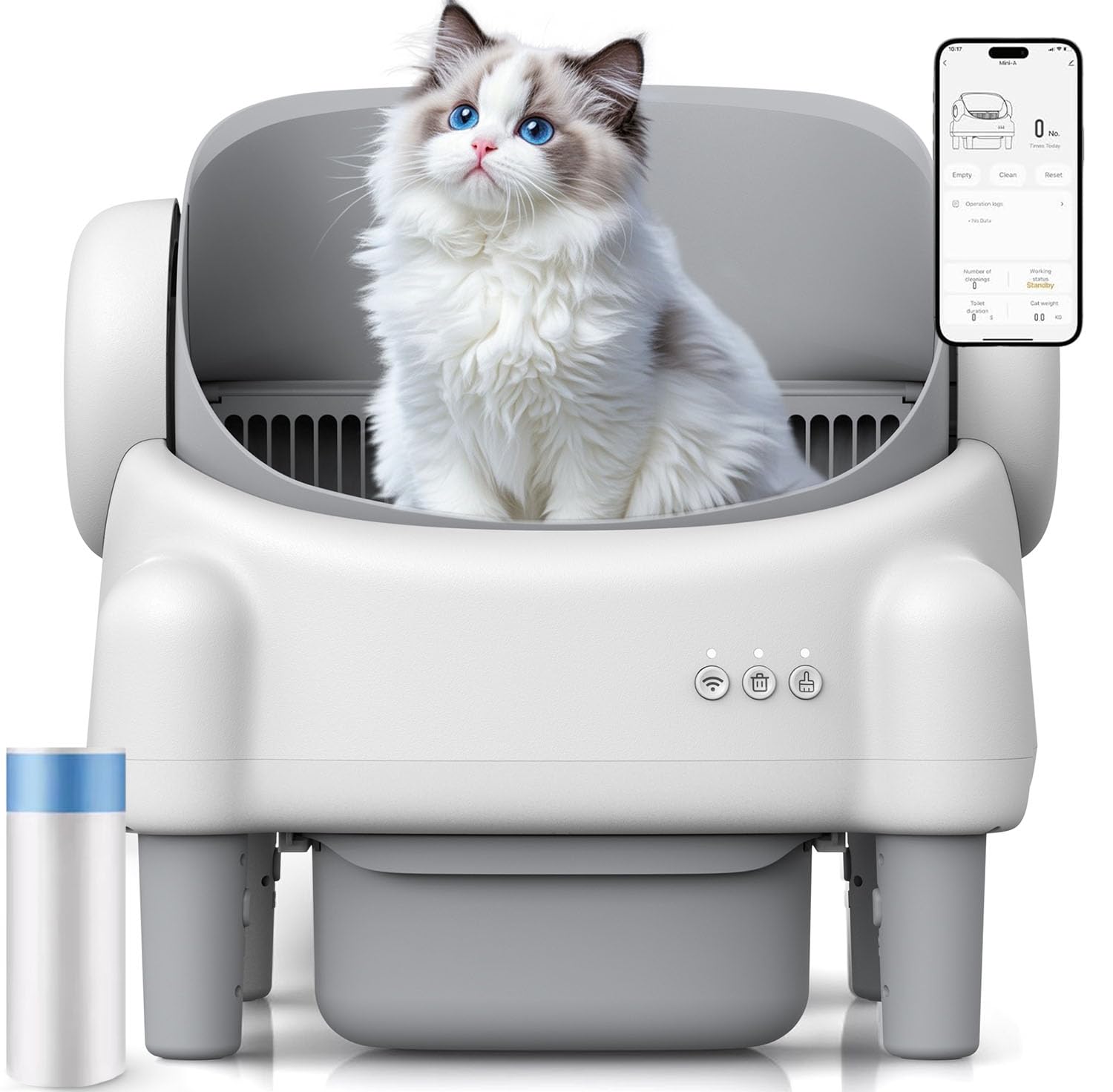 Automatic Cat Litter Box, 76L XXL – App Control with Weight and Infrared Sensors, Open Design, Self-Cleaning Litter for Multiple Cats, Anti-Leak and Odorless, One Button Empty