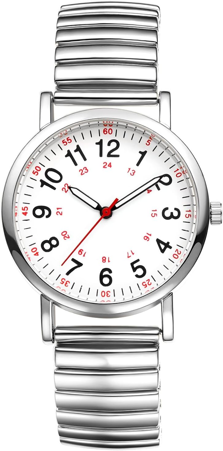 JewelryWe Women’s Ultra Thin Easy Reader Watch with Elastic