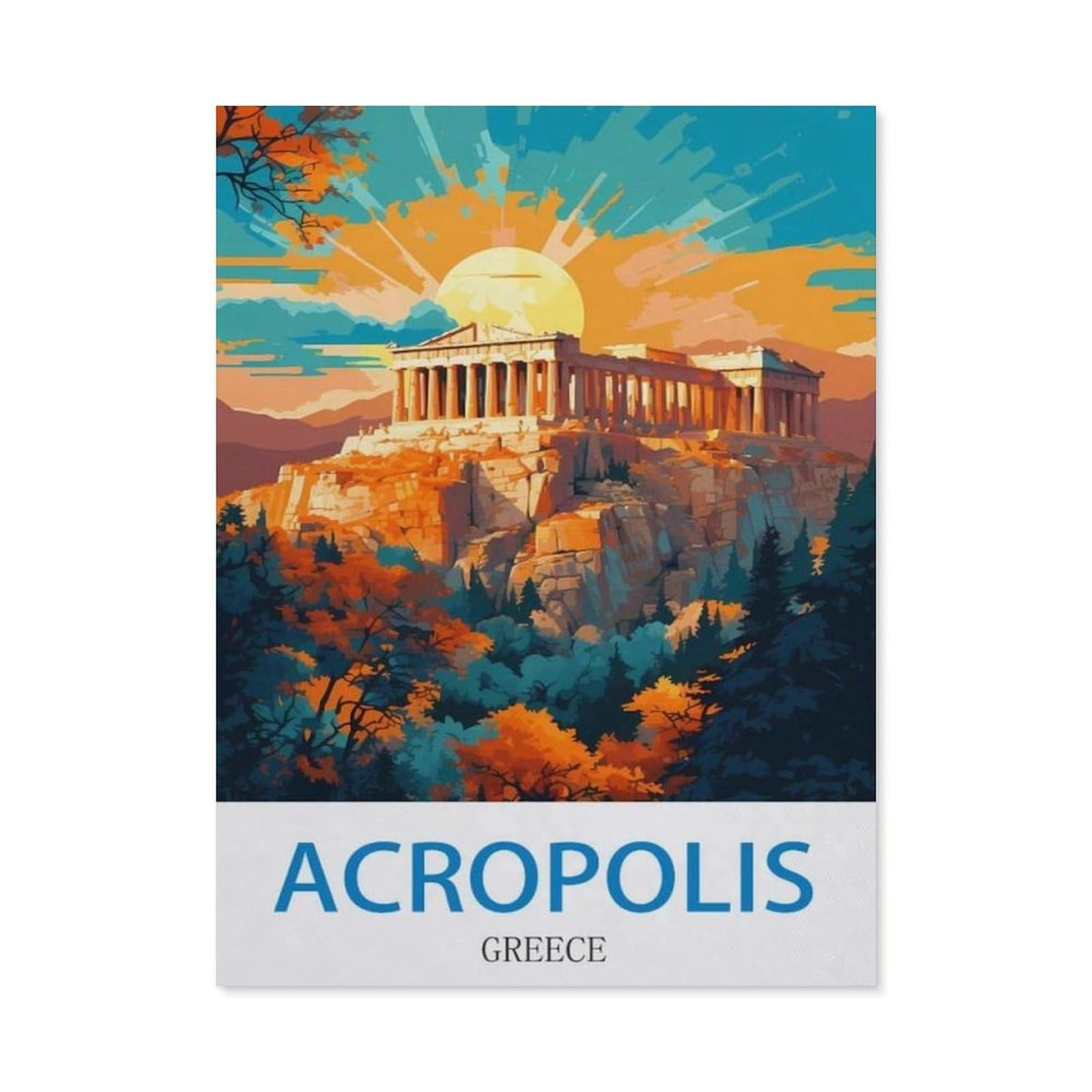 BEAYODKP Acropolis Greece，5D DIY Diamond Painting Full Round Drill Diamond Embroidery Cross Stitch Rhinestone Mosaic Paintings Art（50 x 60 cm/19.68 x 23.62 inches）-CO76