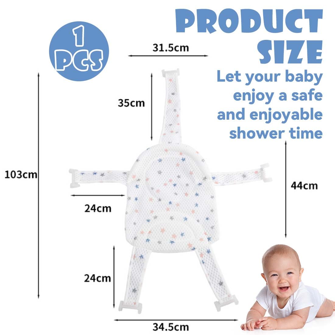 Hamac de Bain pour Bébé Antidérapant, riduttore bagnetto neonato,Coussin Baignoire Antidérapant, Filet de Siège Pliable pour Bébé 0 à 36 Mois
