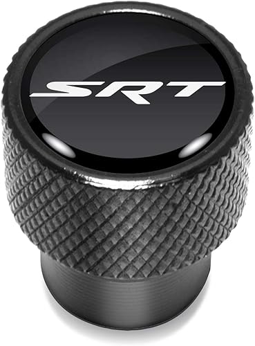 Miniatura 2 de iPick Image Para SRT Logo en negro sobre negro aluminio tapas de vástago de válvula de neumático para Dodge Jeep
