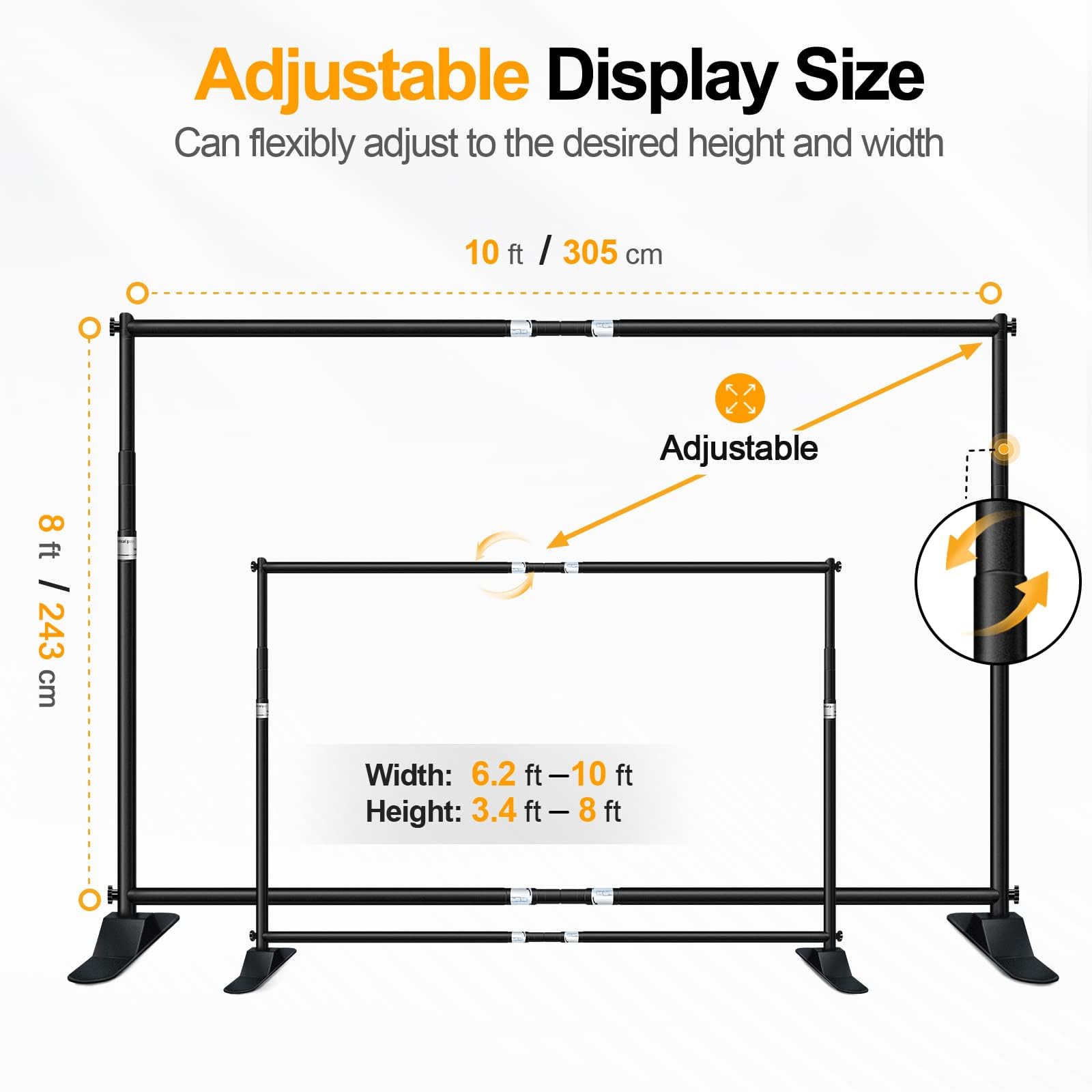 EMART Supporto per Banner 3 x 2,4 m, Supporti per Fondale Fotografico Regolabile per Studio, Fotografia di Ritratti e Prodotti - Aggiornato