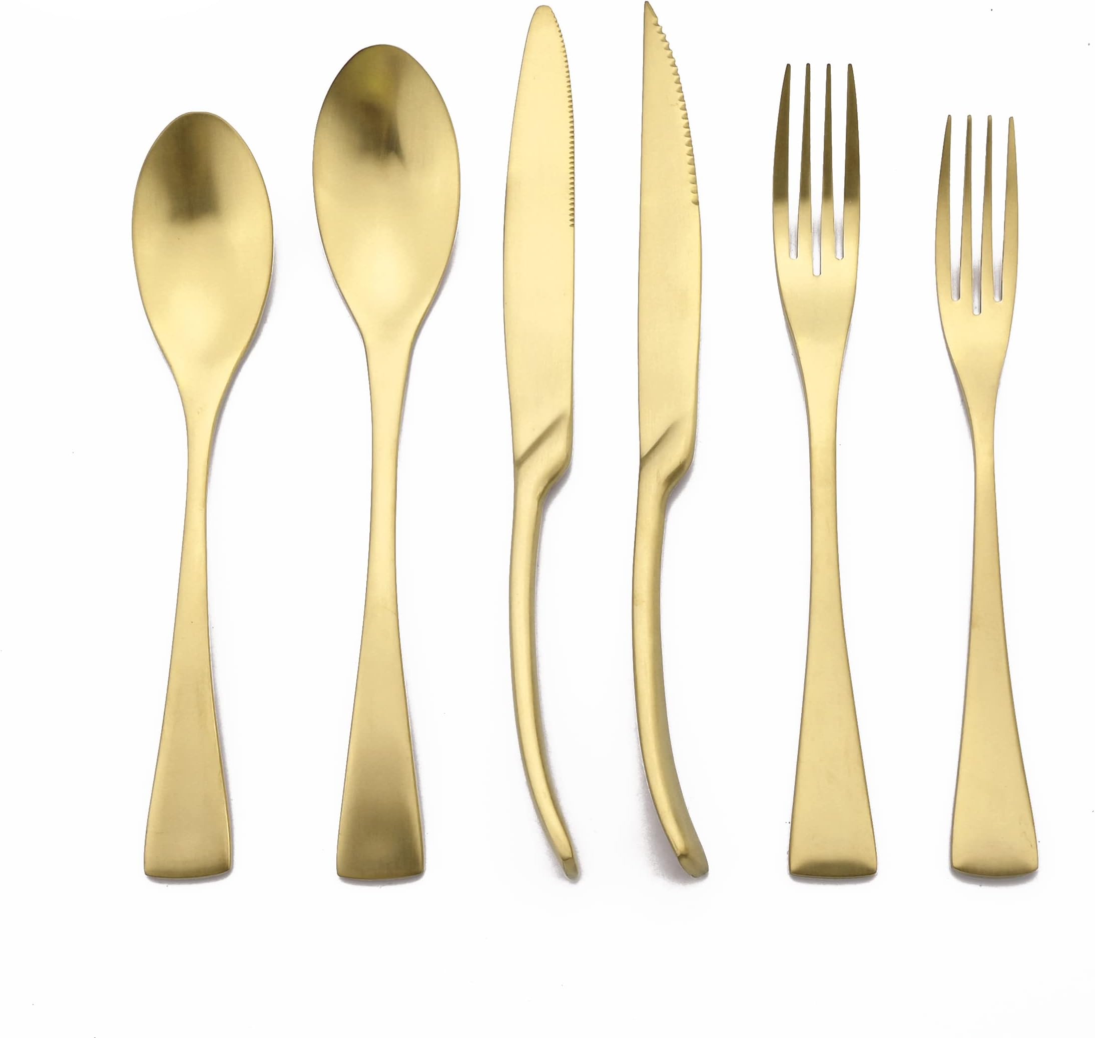 UniturckyLuxury 18/10 Stainless Steel Matte Champagne gold Flatware Set - Silverware Cutlery Utensil Set Steak Knife Spoon and Fork Knife Serving Set,Service for 1 (6-Piece)
