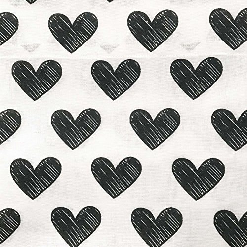 Black And White Window Curtain Valance Heart Design, 58In W X 15In L, 100% Cotton (Hearts Black) #TOP1