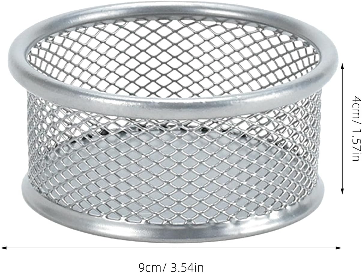 Operitacx 4Pcs Paper Clip Holders Mesh Paper Clip Holder Paperclip Dispenser Paper Clip Organizer Binder Clip Bobby Pin Hair Clip Holder for Desk Office School Drawer Silver (3.5x1.5 inch)