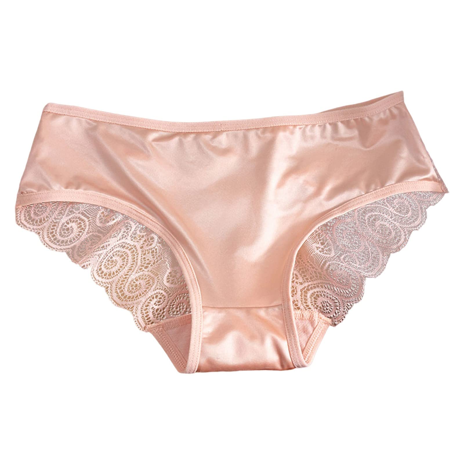 Womens Sexy Hollow Thin Strap Panties Comfortable Breathable Lace Satin Stitching Briefs after Birth Underwear