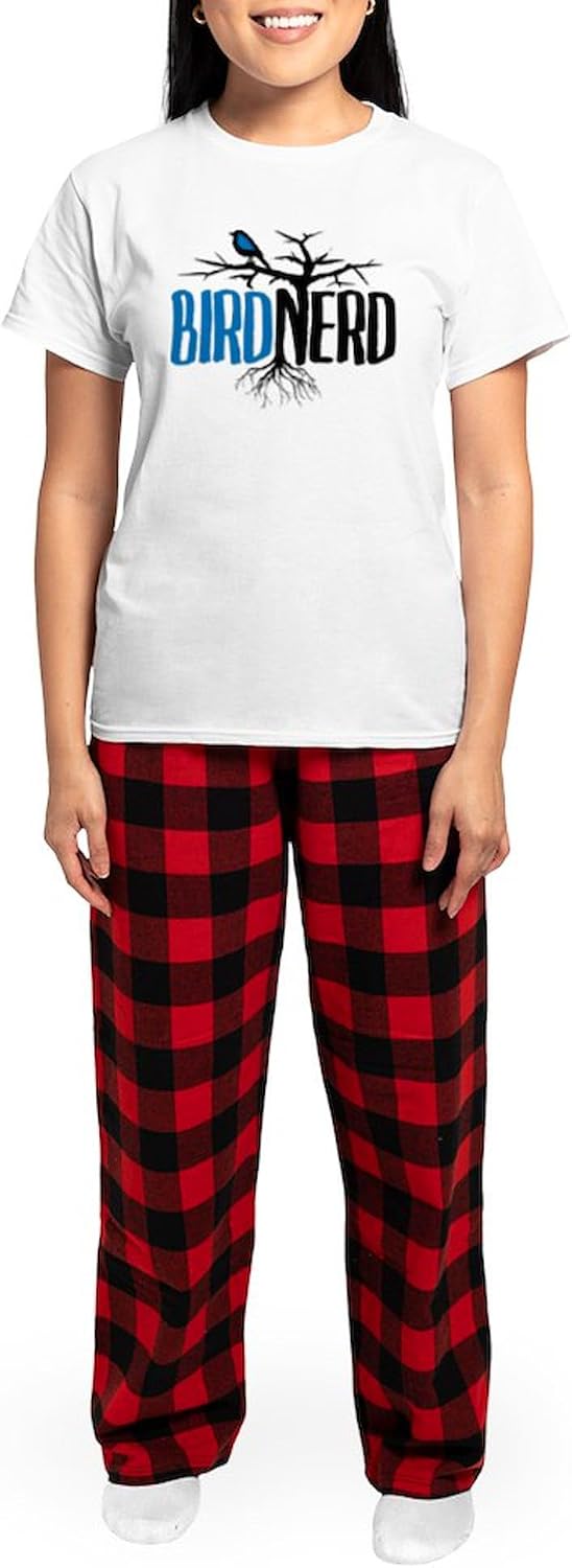 CafePress Bird Nerd Pajamas Women's Novelty Cotton Pajama Set, Comfortable PJ Sleepwear