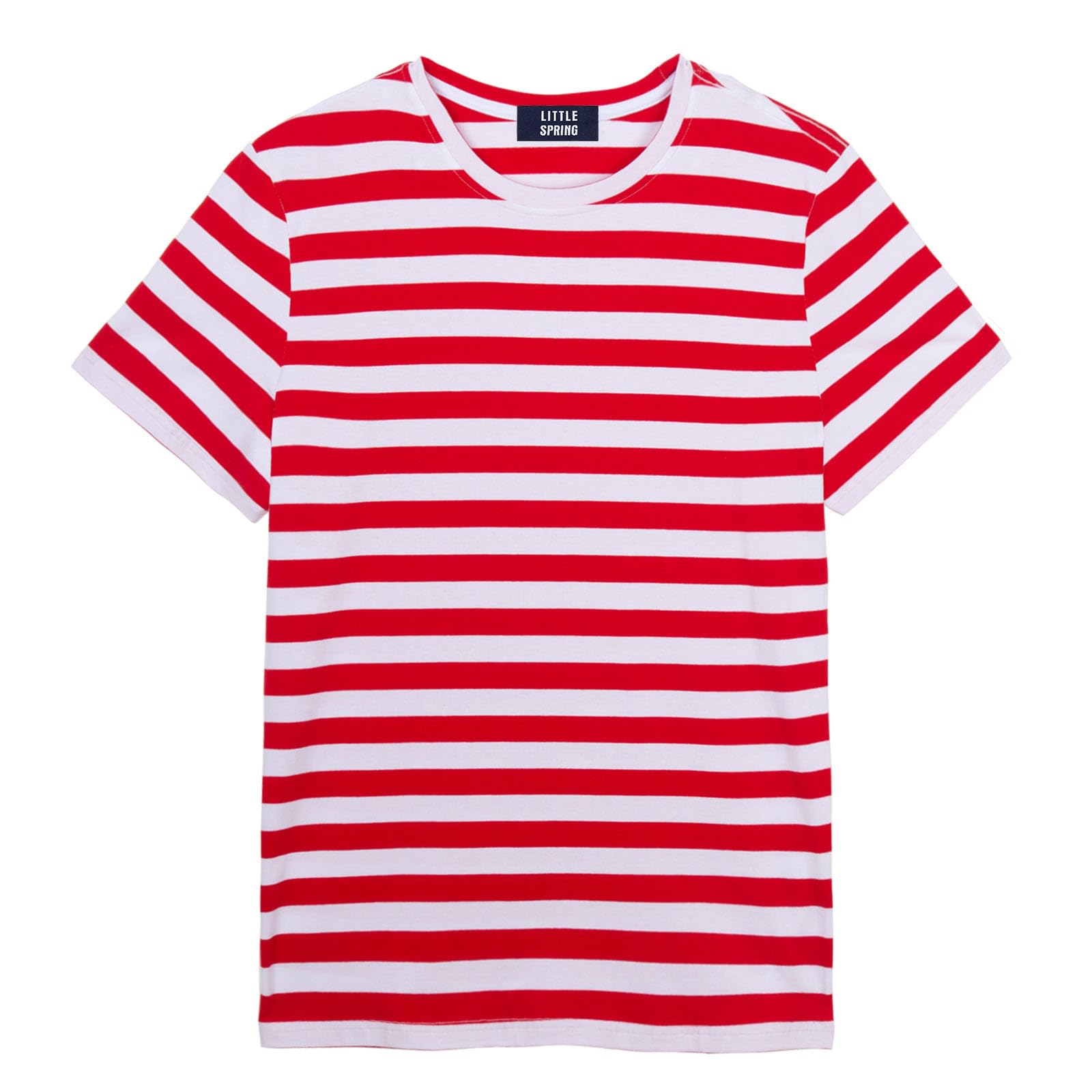 LittleSpring Men's Short Sleeve Crewneck Cotton Striped Tshirts