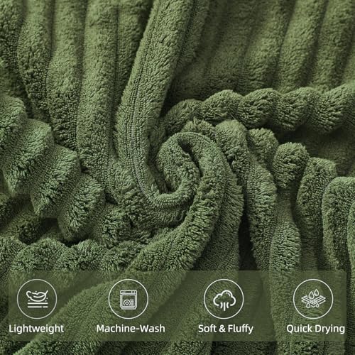 NALIVO Oversized Bath Sheets 40x80 Inches Extra Large Bath Towels for Adults Super Soft Quick Dry Highly Absobent Microfiber Shower Towels for Bathroom, Pool, Gym, Yoga Towel (Olive Green, 2Piece) — view 4