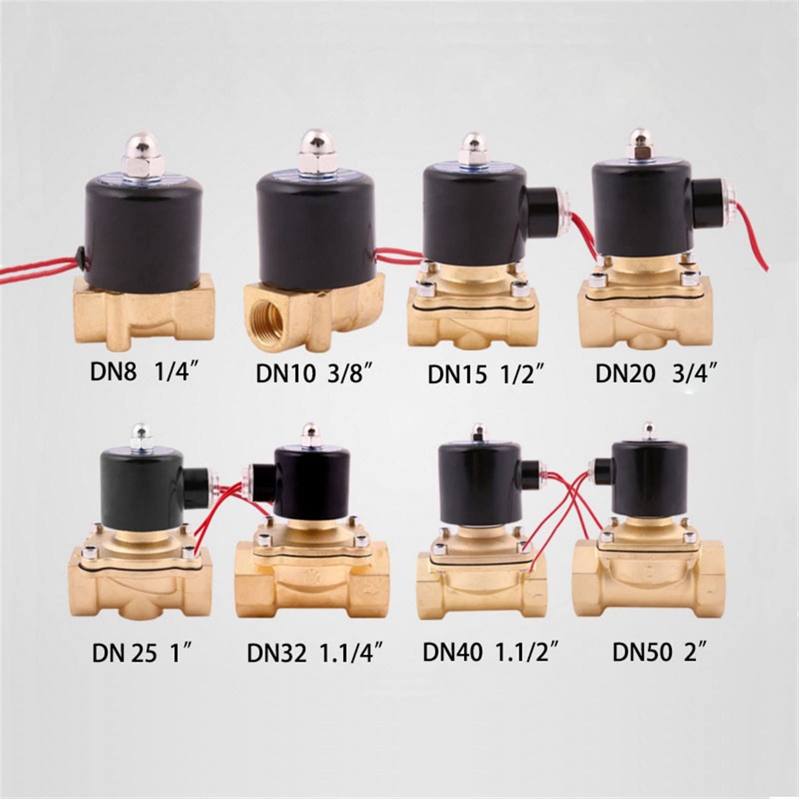 Válvula Solenoide eléctrica 1/4 "3/8" 1/2 "3/4" 1 "DN8/10/15/20/25/50 neumática Normalmente Cerrada for Agua Aceite Aire 12V 24V 220V 110V(Motor with Bracket,DN50)