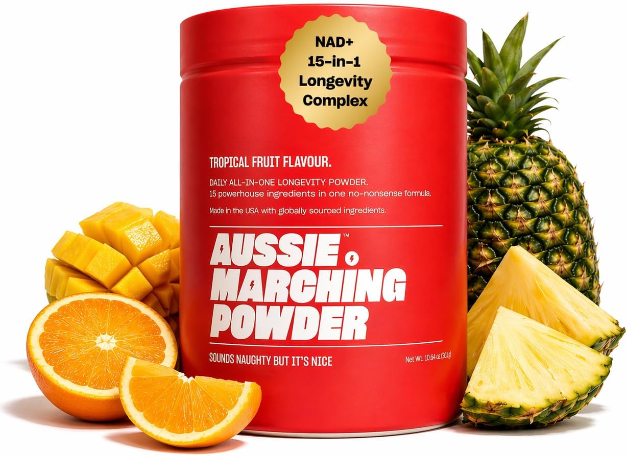 Anti Aging Supplement & Longevity Mix, Nicotinamide Riboside (NR) NAD+ Support with CoQ10, Creatine & L-Theanine, Tropical Flavor Longevity Supplement Powder