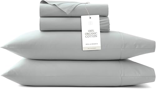 BOLL & BRANCH Juego de sábanas de percal con dobladillo 100% algodón orgánico 1 sábana encimera, 1 sábana bajera y 1 funda de almohada de Luxury BOLL & BRANCH Juego de sábanas de percal con dobladillo 100% algodón orgánico 1 sábana encimera, 1 sábana bajera y 1 funda de almohada de Luxury