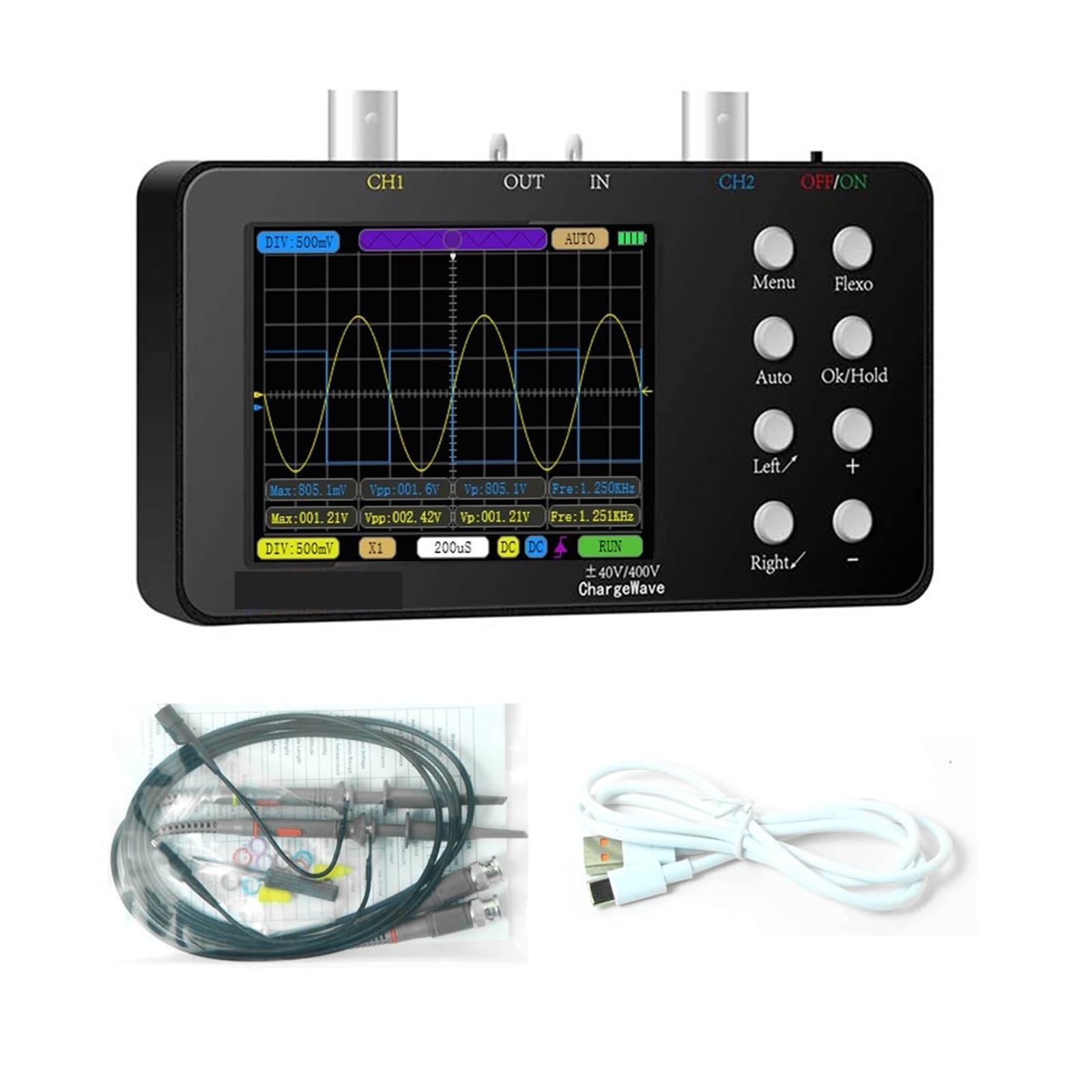 Oscilloscopi da laboratorio, Oscilloscopio digitale portatile Frequenza di campionamento 50M Larghezza di banda analogica 10M Riparazioni del cellulare Misurazione della forma d'onda corrente 6A,Misu