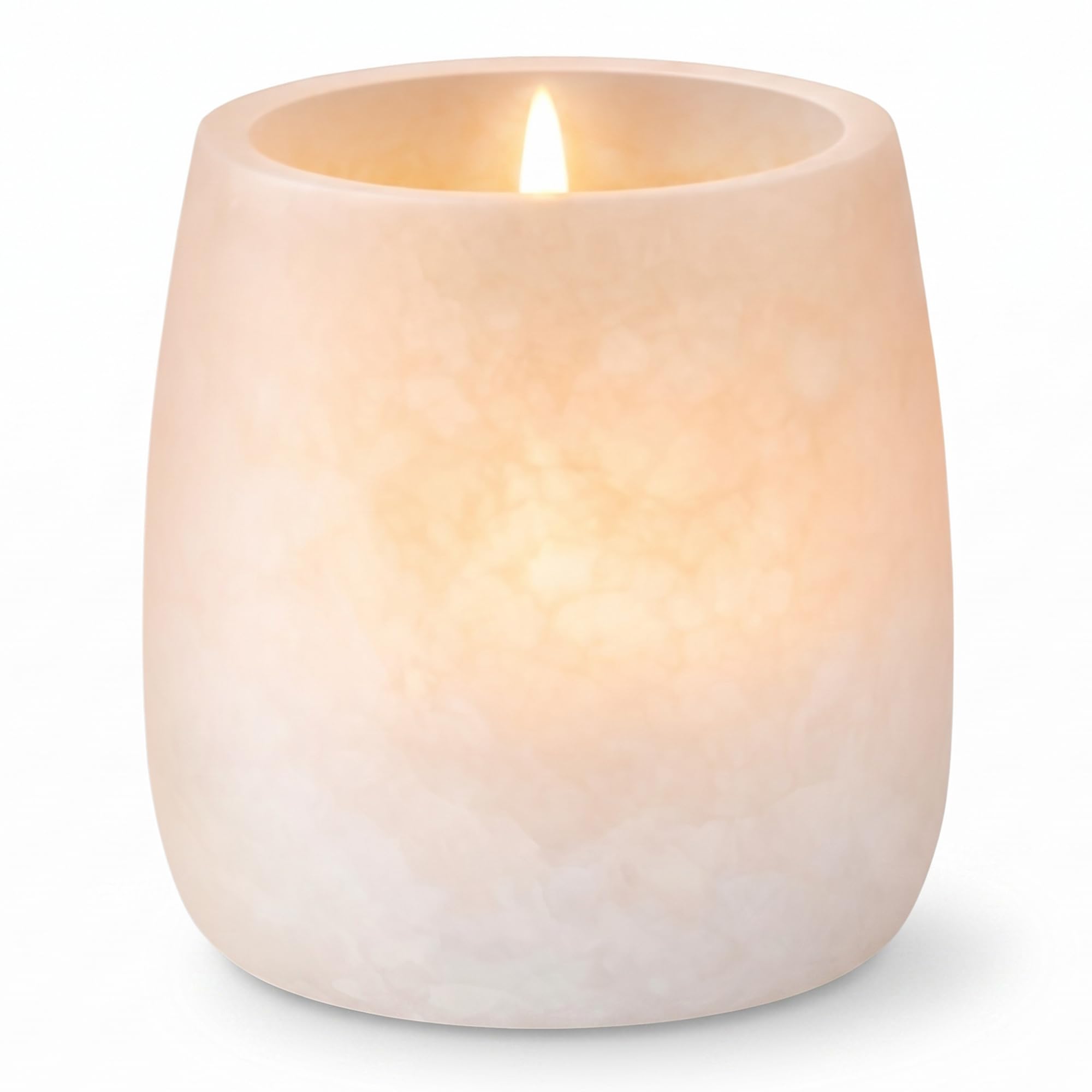 Craftsofegypt White Single Alabaster Candle Holder - Egyptian Tealight And Votive Candles Holders With Amber Glow For Home Décor - Natural Stone Soothing Tranquil
